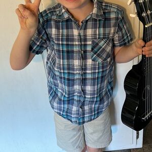 CHILDRENS PLACE Plaid Short Sleeved Button Up